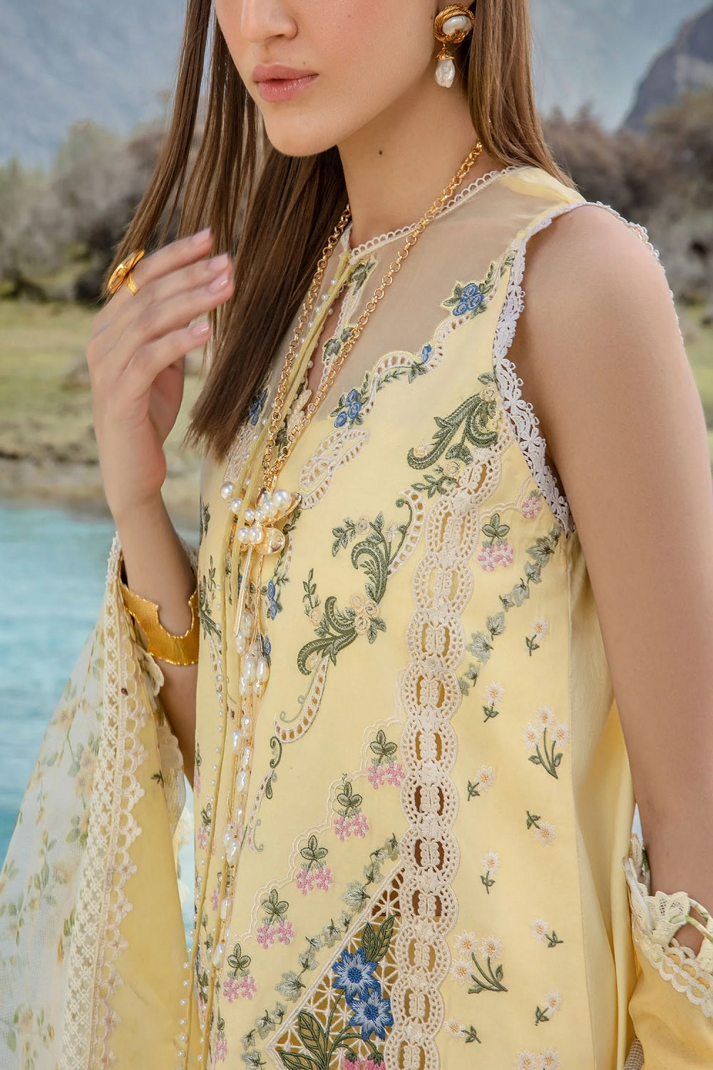 Crimson X Saira Shakira Luxury Lawn A French Brunch - Sunflower Yellow D2 A - TC-1026