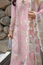 Crimson X Saira Shakira Luxury Lawn 2024 - A Floral Mesh - Rose Pink - TC-1151