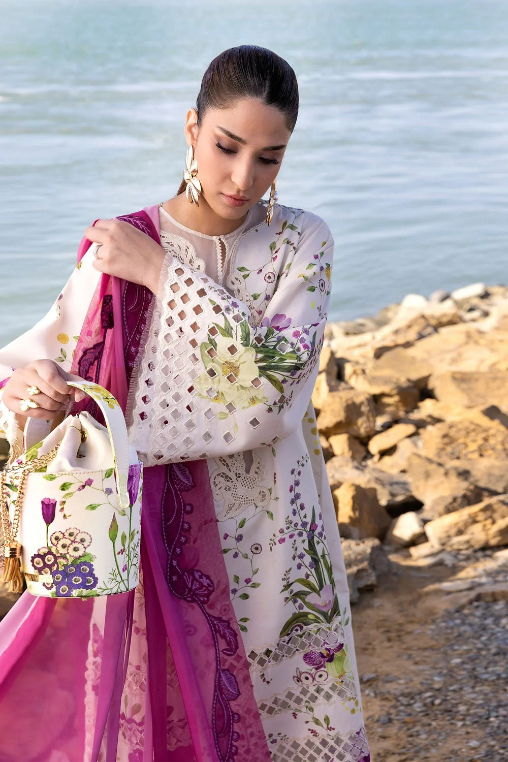 FLOW BY CRIMSON Chikankari Lawn'25 Bloom Bold - D4 A - TC-1258