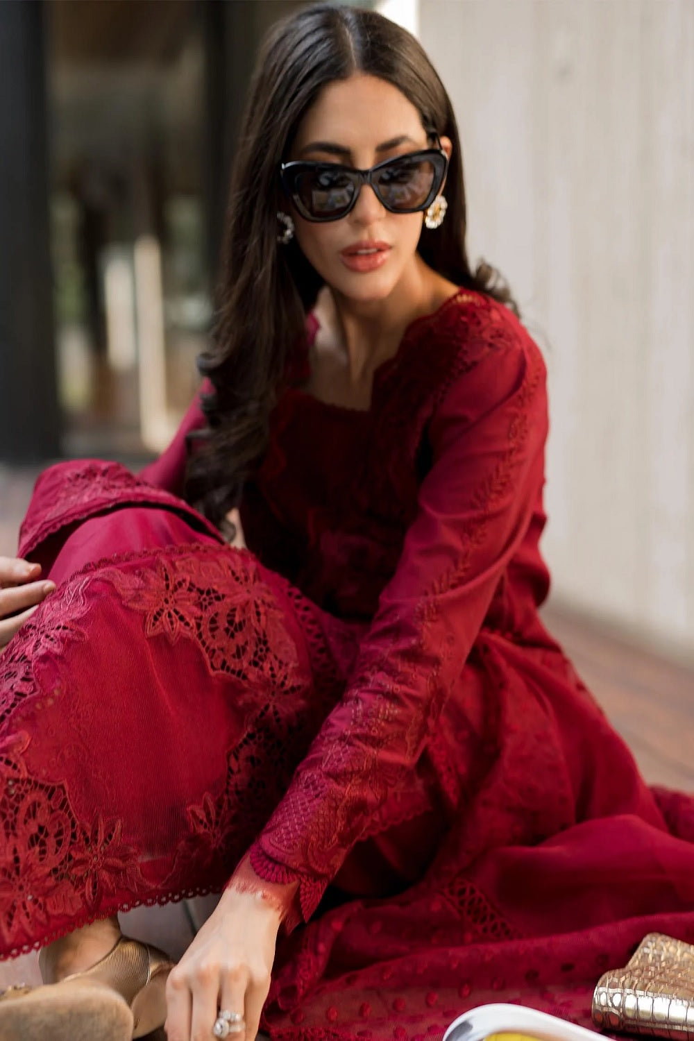 Saira Shakira Summer Luxury Pret' 23 Rouge - Chikankari Lawn - TC-632