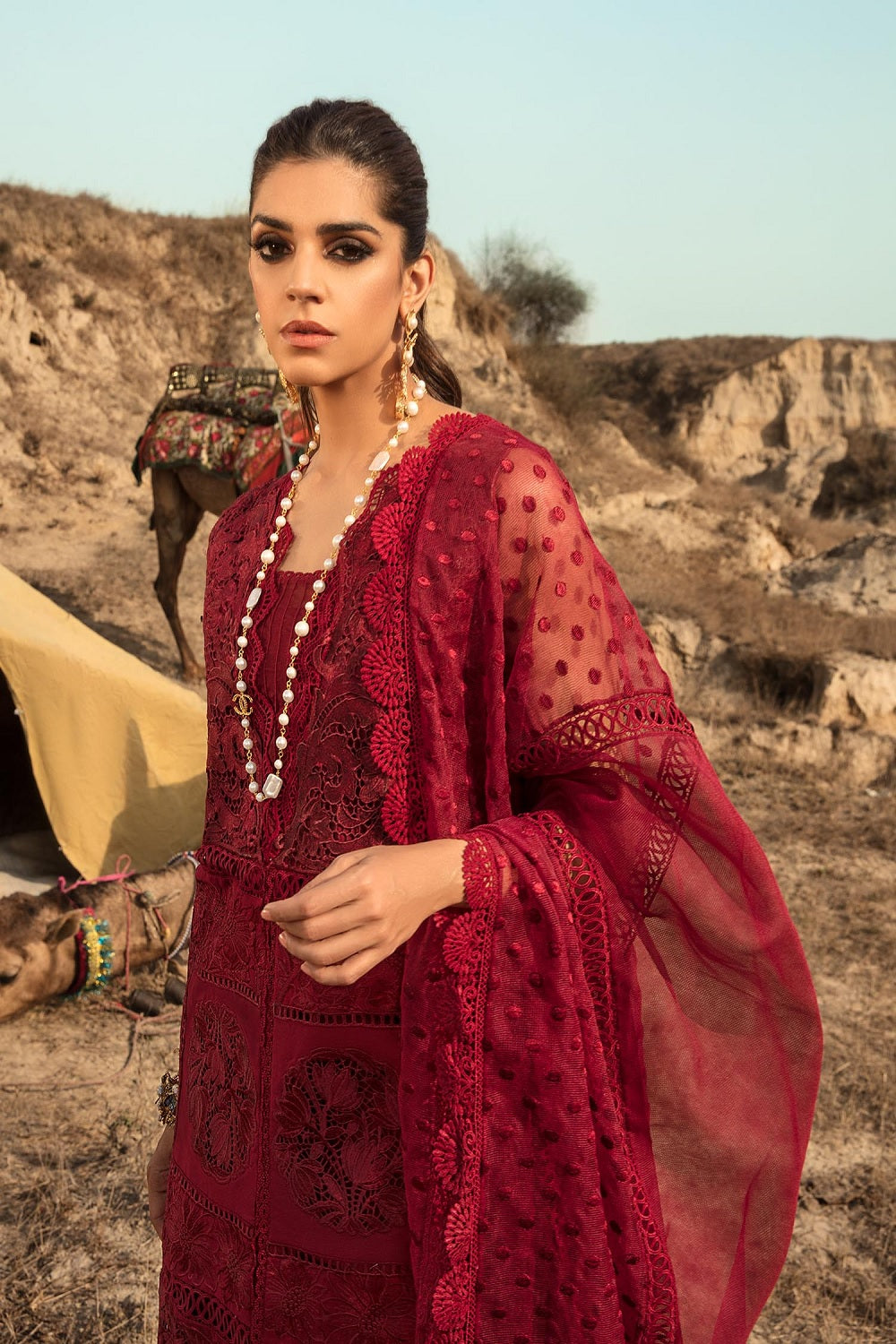 Saira Shakira Summer Luxury Pret' 23 Rouge - Chikankari Lawn - TC-632