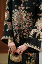 ETHNC Luxury Floral Embroidered Kaftan – Pure Viscose Raw Silk | Ready to Wear - TC-1803