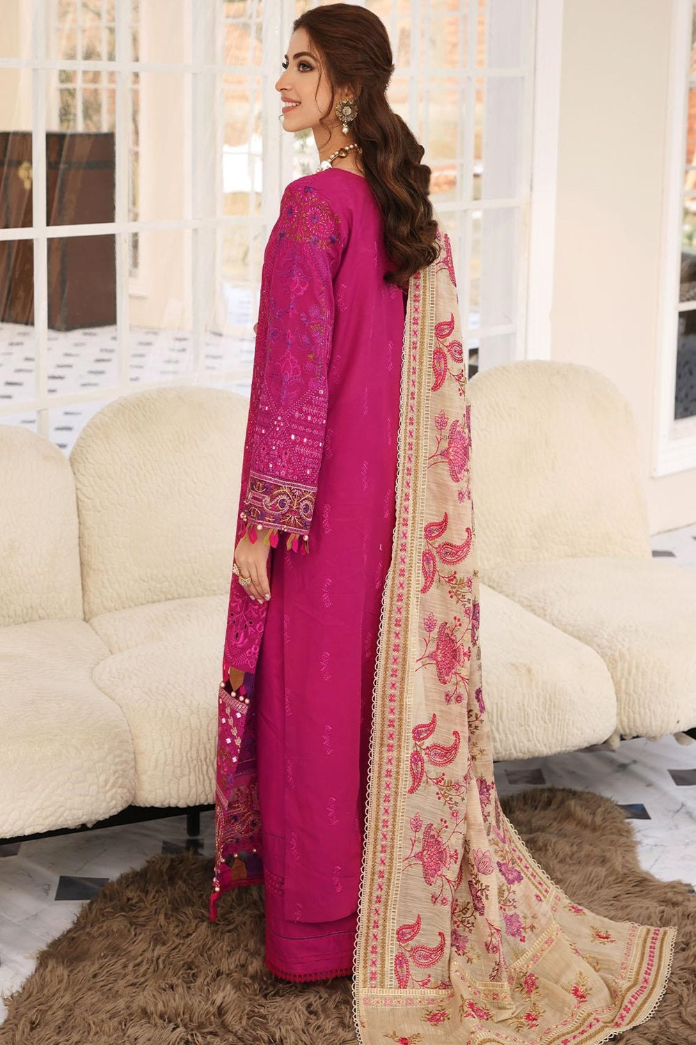 Elaf Festive Chikankari Lawn 2023 - ELC-11 Hot Pink - TC-677