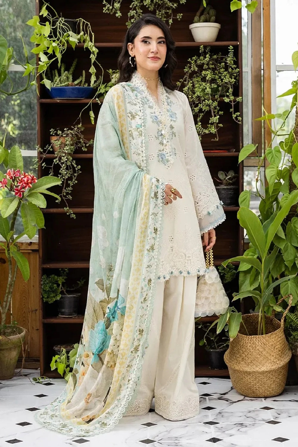 Elaf Premium - E.Craft Embroidered Chikankari Lawn - EEC-1B PEARLISTA - TC-1616