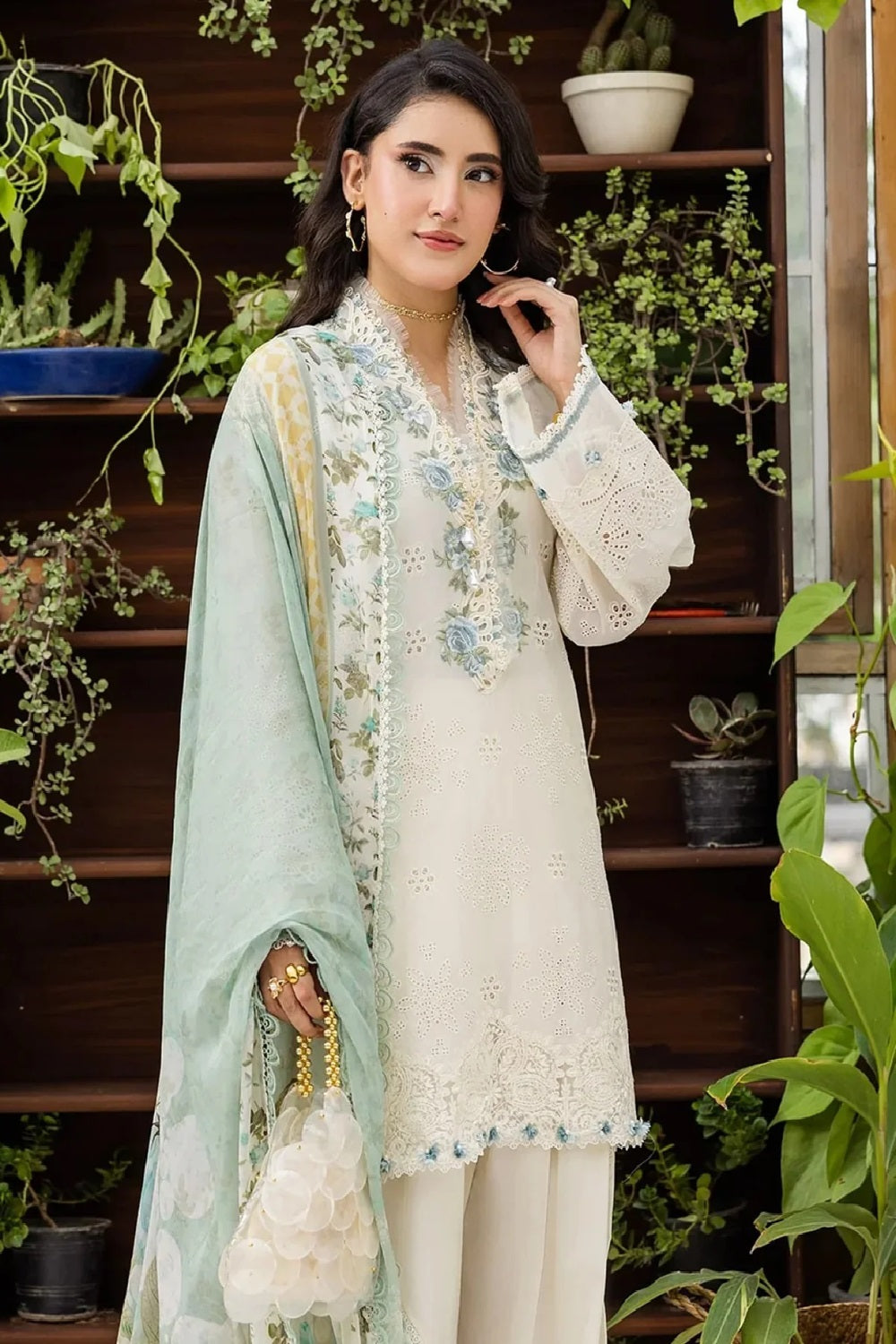Elaf Premium - E.Craft Embroidered Chikankari Lawn - EEC-1B PEARLISTA - TC-1616