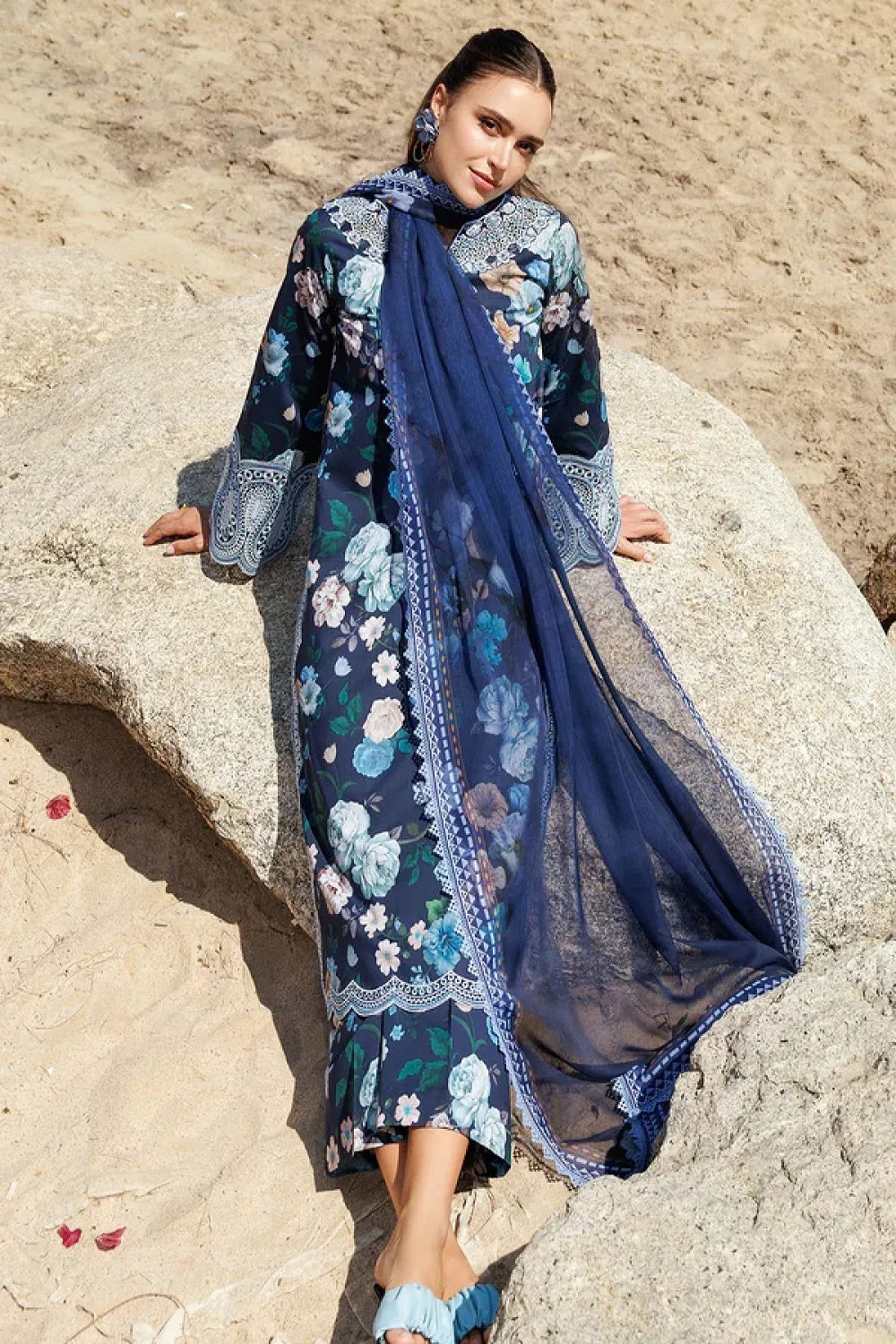 Farasha Aurea Eid Summer Lawn'25 D-13 Floral Blush - TC-1419