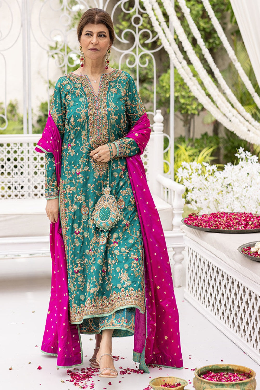 Farah Talib Aziz - Avisa Emerald Kurta Luxury Wedding Formal - TC-1266