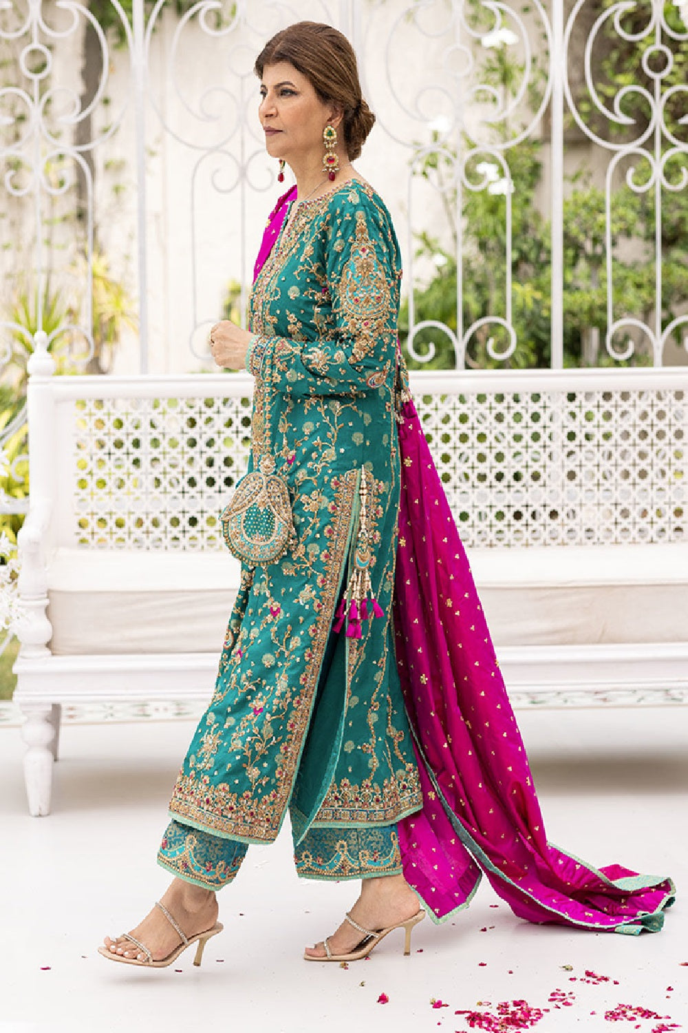 Farah Talib Aziz - Avisa Emerald Kurta Luxury Wedding Formal - TC-1266