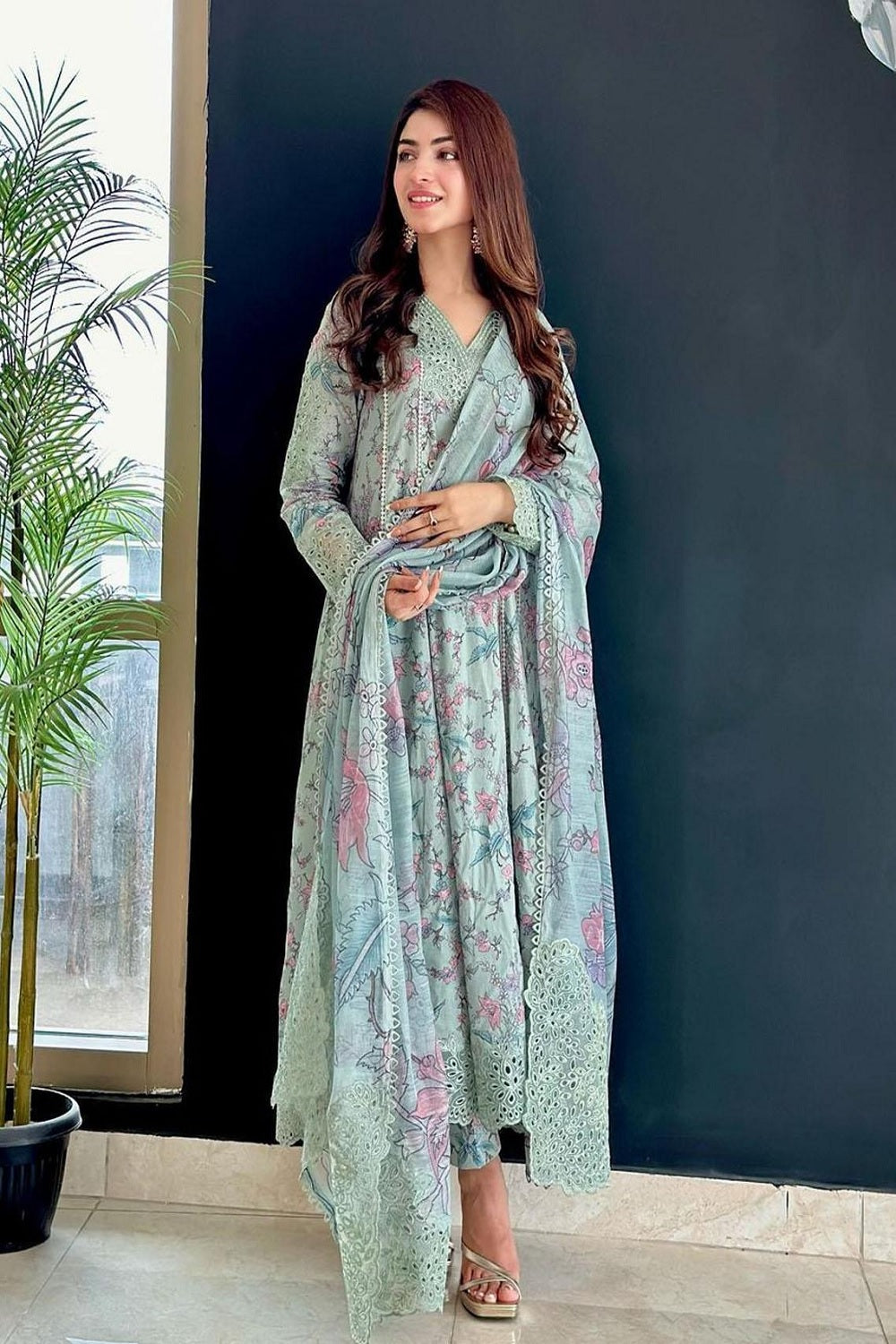 Iznik Lawn'24 - IDL-06 BADAR - Floral Print Aqua - TC-553