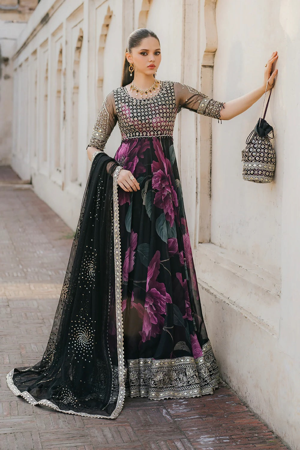 Iznik Embroidered Luxury Formal Chiffon & Digital Print Maxi - UE 321 - TC-1442