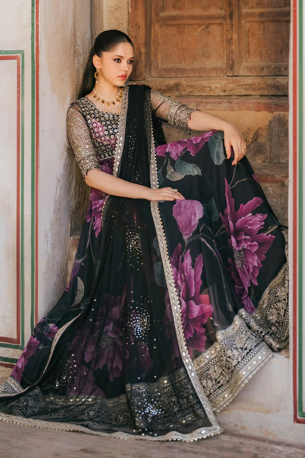 Iznik Embroidered Luxury Formal Chiffon & Digital Print Maxi - UE 321 - TC-1442