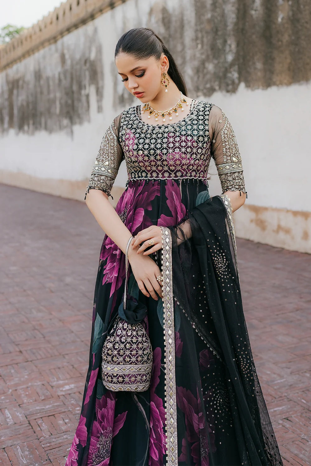 Iznik Embroidered Luxury Formal Chiffon & Digital Print Maxi - UE 321 - TC-1442