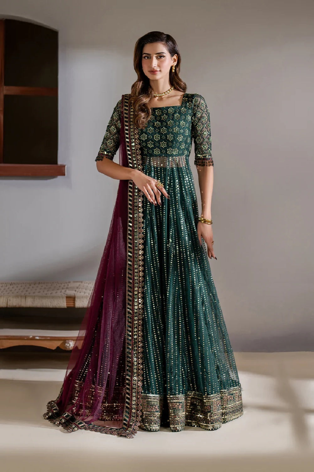 Iznik Meraki Luxury Embroidered Wedding Net Maxi CC-65 - TC-1706