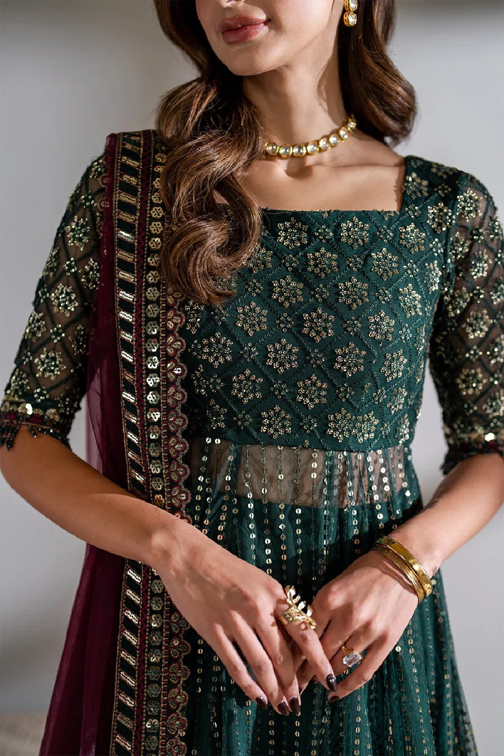 Iznik Meraki Luxury Embroidered Wedding Net Maxi CC-65 - TC-1706