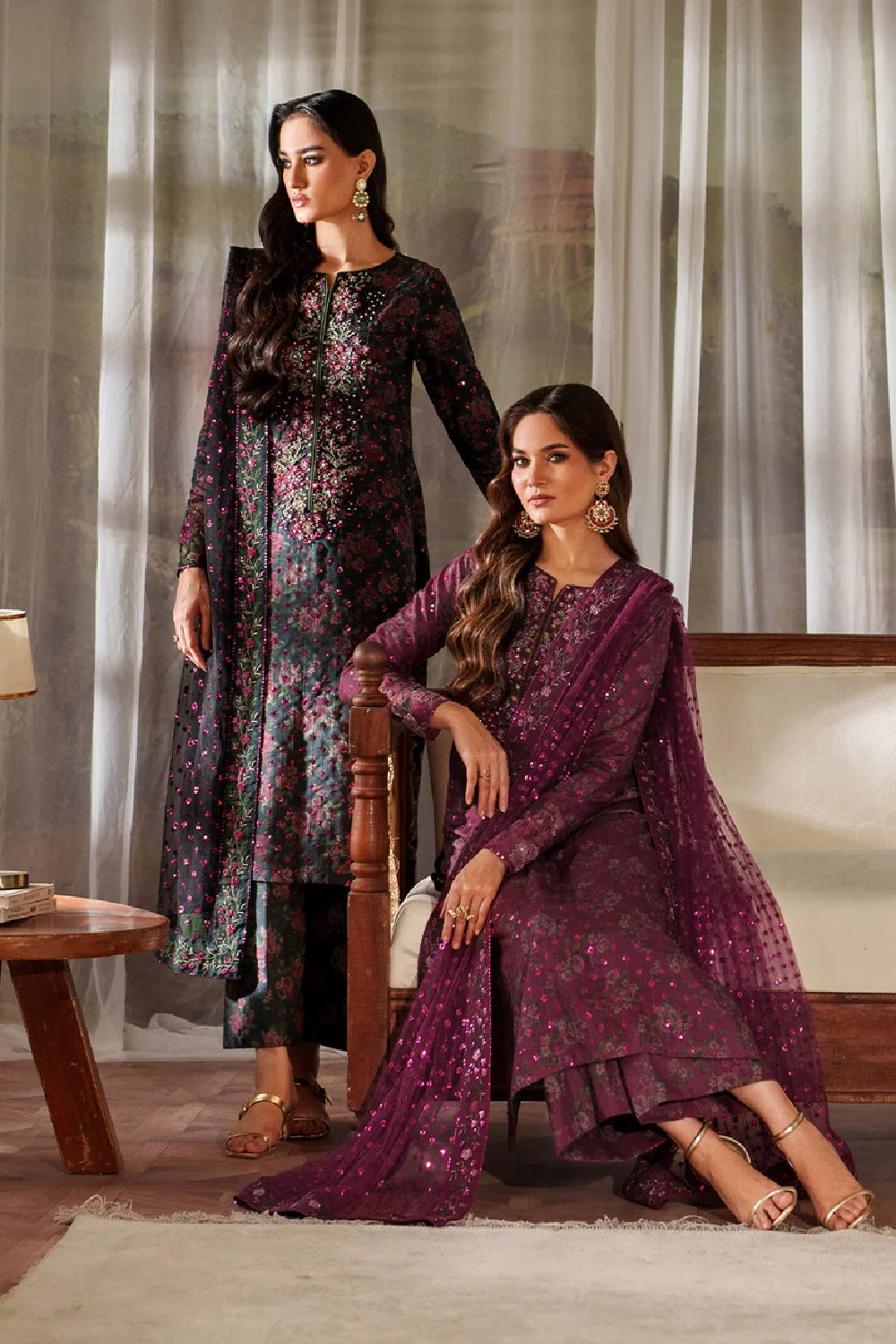 Iznik Magenta Printed & Embroidered Formal Collection - UE-538 - TC-1546