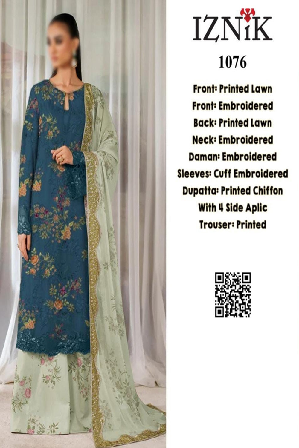 Iznik Printed Embroidered Lawn Edition'26 - TC-1582