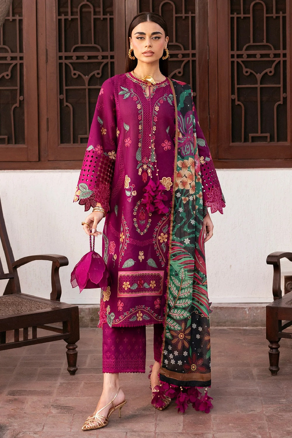 Jazmin Shahkaar Luxury Embroidered Lawn Dress'26 - SL26-D01 - TC-1785