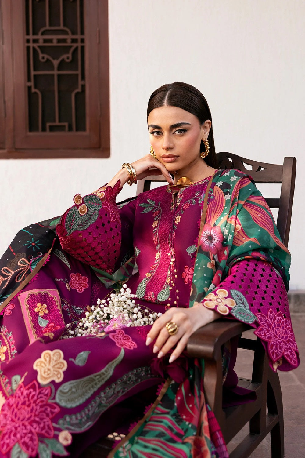 Jazmin Shahkaar Luxury Embroidered Lawn Dress'26 - SL26-D01 - TC-1785