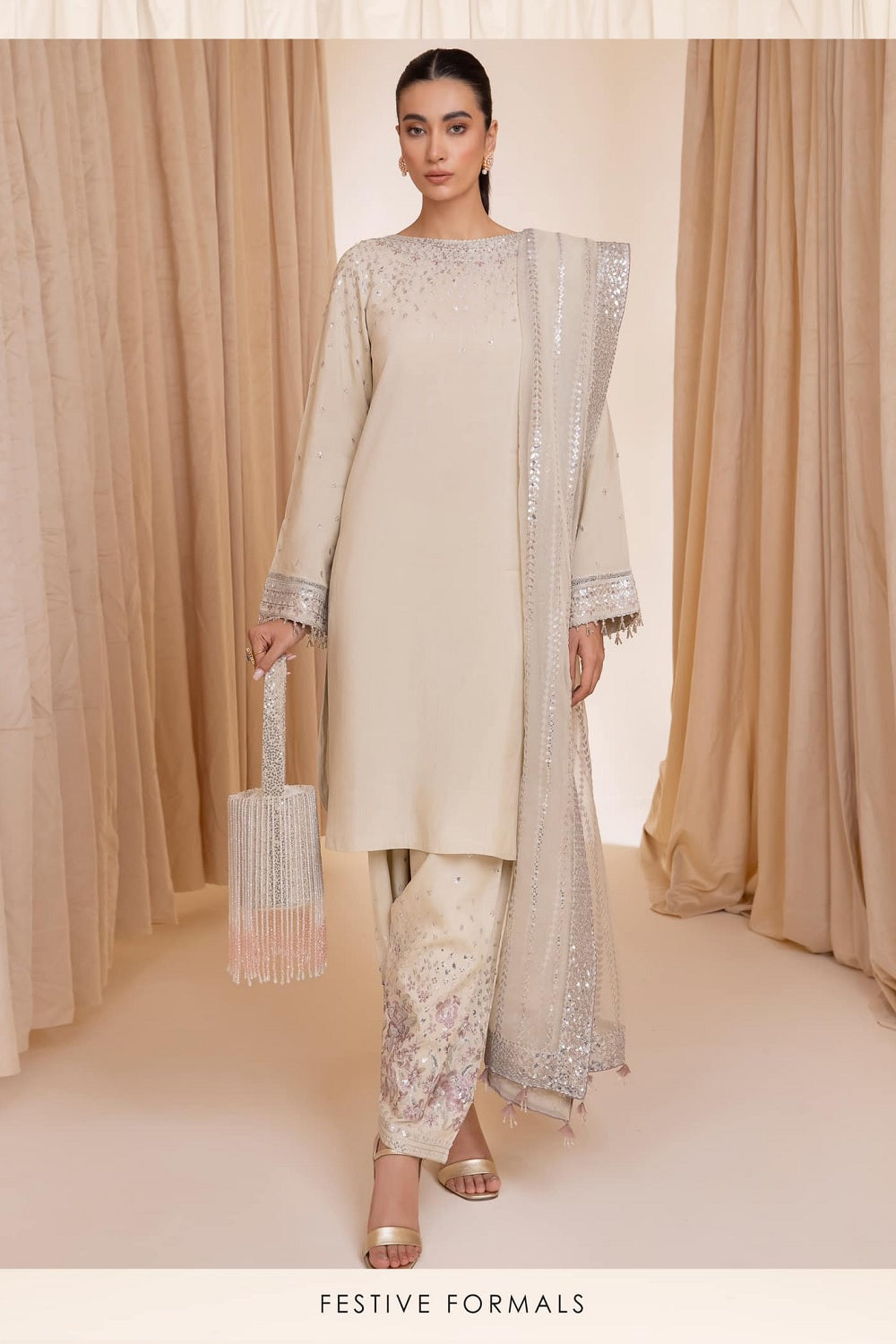 Jazmin Festive Formals Embroidered Raw Silk UR-7002 - TC-1397