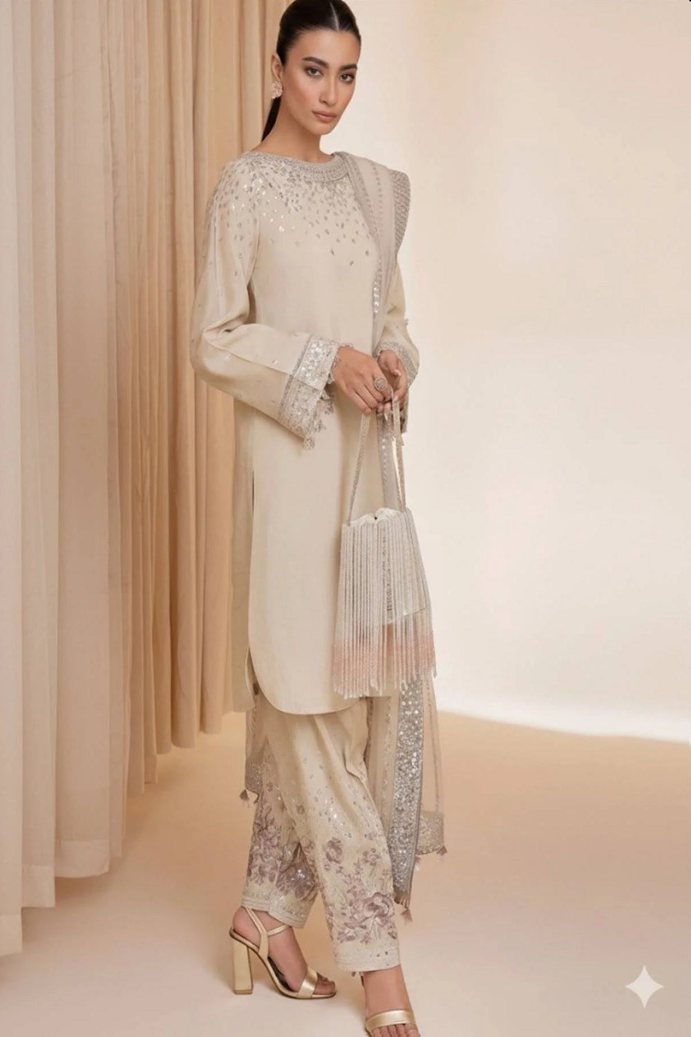 Jazmin Festive Formals Embroidered Raw Silk UR-7002 - TC-1397