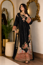 ETHNC Luxury Floral Embroidered Kaftan – Pure Viscose Raw Silk | Ready to Wear - TC-1788