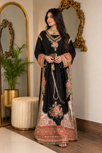 ETHNC Luxury Floral Embroidered Kaftan – Pure Viscose Raw Silk | Ready to Wear - TC-1788