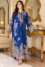 ETHNC Luxury Floral Embroidered Kaftan – Pure Viscose Raw Silk | Ready to Wear - TC-1801