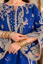 ETHNC Luxury Floral Embroidered Kaftan – Pure Viscose Raw Silk | Ready to Wear - TC-1801