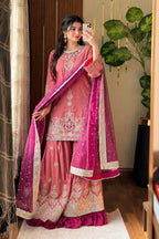 Ethnic Luxury Embroidered Viscose 3-Piece Sharara Suit | Ready to Wear - TC-1800