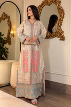 ETHNC Luxury Floral Embroidered Kaftan – Pure Viscose Raw Silk | Ready to Wear - TC-1808