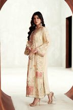 ETHNC Luxury Floral Embroidered Kaftan – Pure Viscose Raw Silk | Ready to Wear - TC-1797