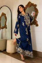 ETHNC Luxury Floral Hand Embellished Kaftan – Pure Viscose Raw Silk | Ready to Wear - TC-1783