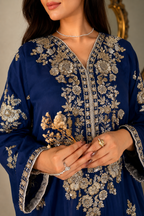 ETHNC Luxury Floral Hand Embellished Kaftan – Pure Viscose Raw Silk | Ready to Wear - TC-1783