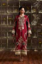 ETHNC Luxury Floral Embroidered Kaftan – Pure Viscose Raw Silk | Ready to Wear - TC-1795