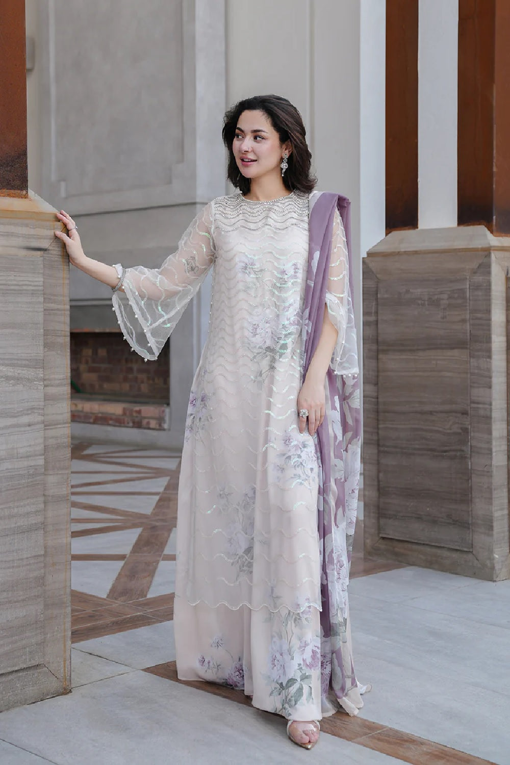 Noural Dress by Lulusar | Handcrafted Organza Outfit with Digital Print Silk Lining TC-1376