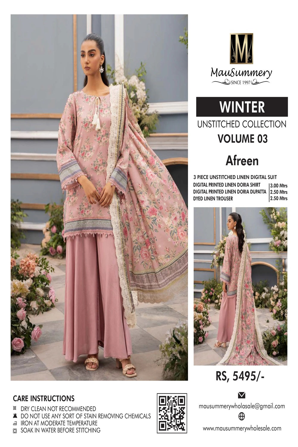 Original Mausummery Unstitch Digital Linen Vol 3 - Afreen - TC-1030