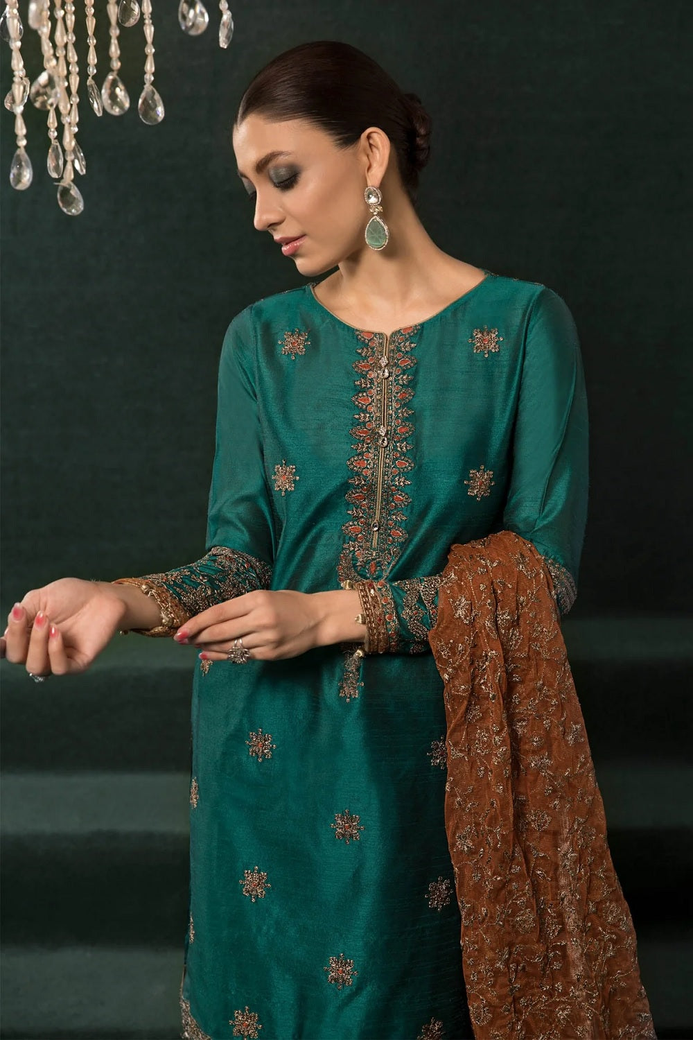 Maria B Embroidered Lawn Collection - Teal Green SF-W22-12/A - TC-622