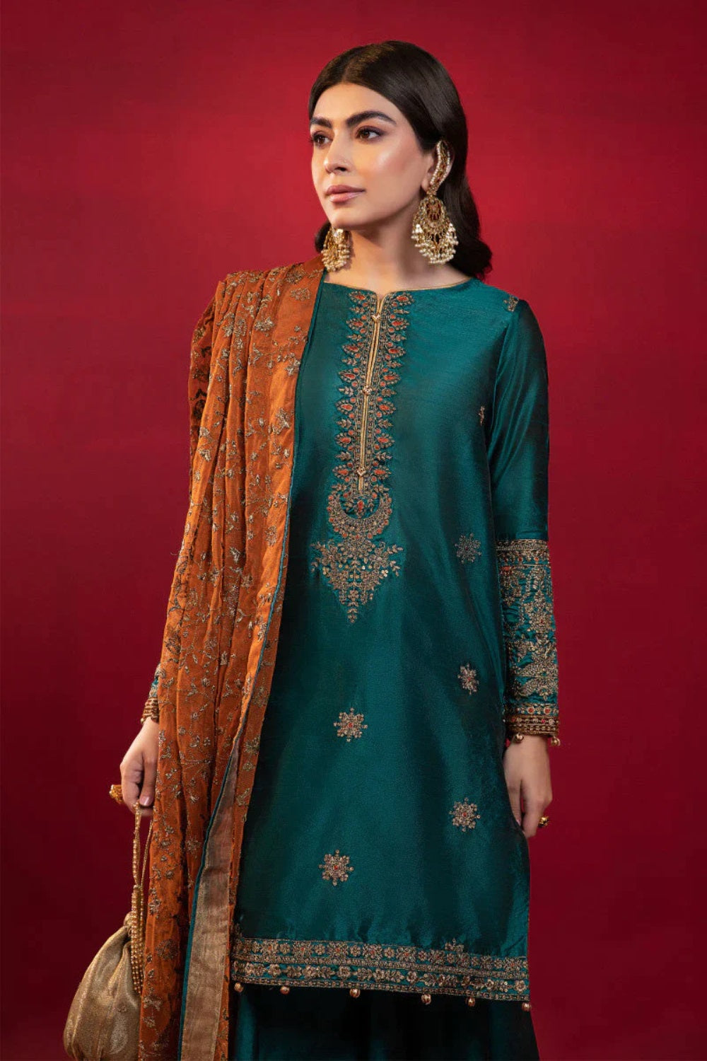 Maria B Embroidered Lawn Collection - Teal Green SF-W22-12/A - TC-622