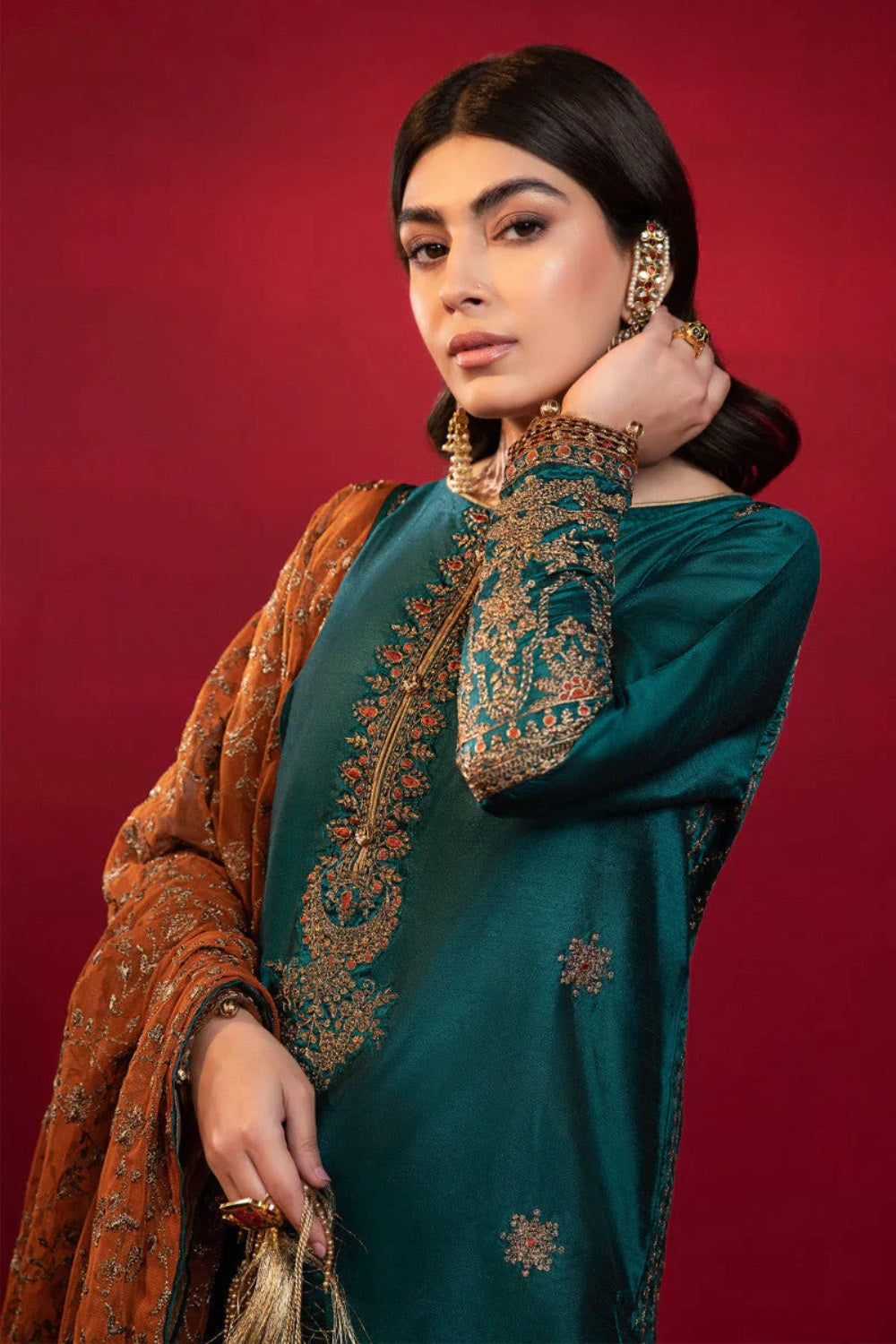 Maria B Embroidered Lawn Collection - Teal Green SF-W22-12/A - TC-622