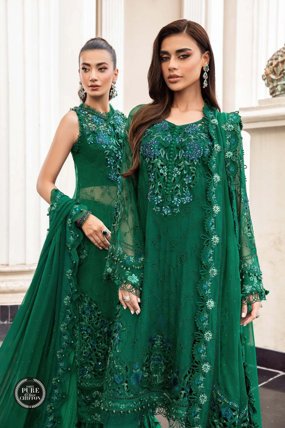 Pure Silk Chiffon by Maria B. ‘23 - MPC-23-108 Emerald Green - TC-633