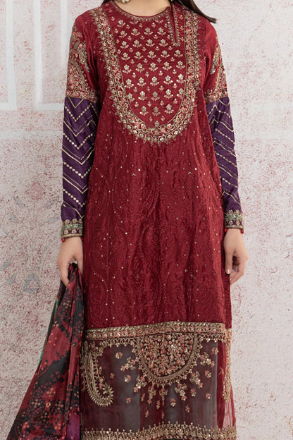 Sateen By Maria B Luxury Lawn Collection'23 - CSS-401 Red - TC-638