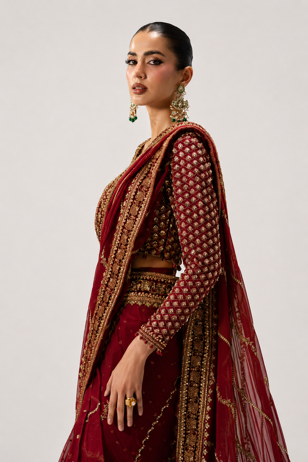 Maria.B. Heavily Embroidery Formal Saree - DANIRA MC-26V1-09 - TC-1792