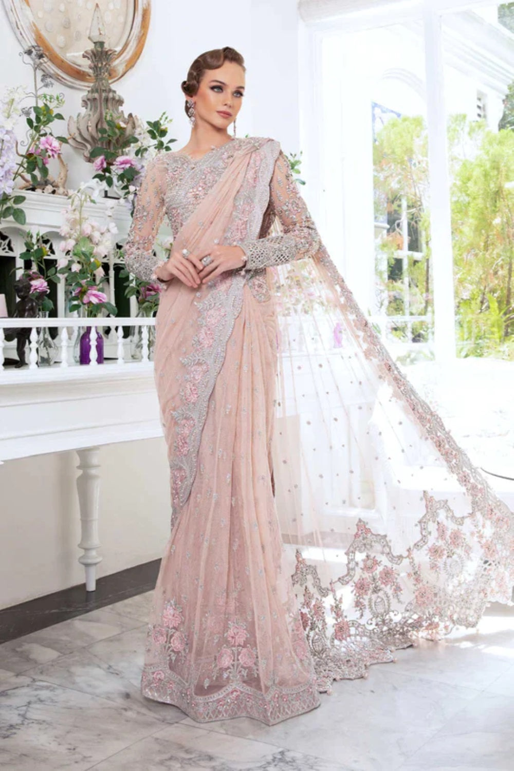 Maria B. Couture Queen Pink Saree MC-809 - MC-037 - TC-641