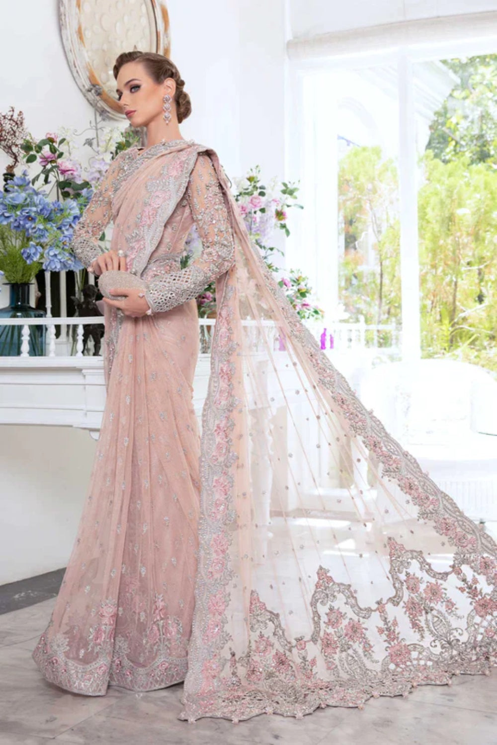 Maria B. Couture Queen Pink Saree MC-809 - MC-037 - TC-641