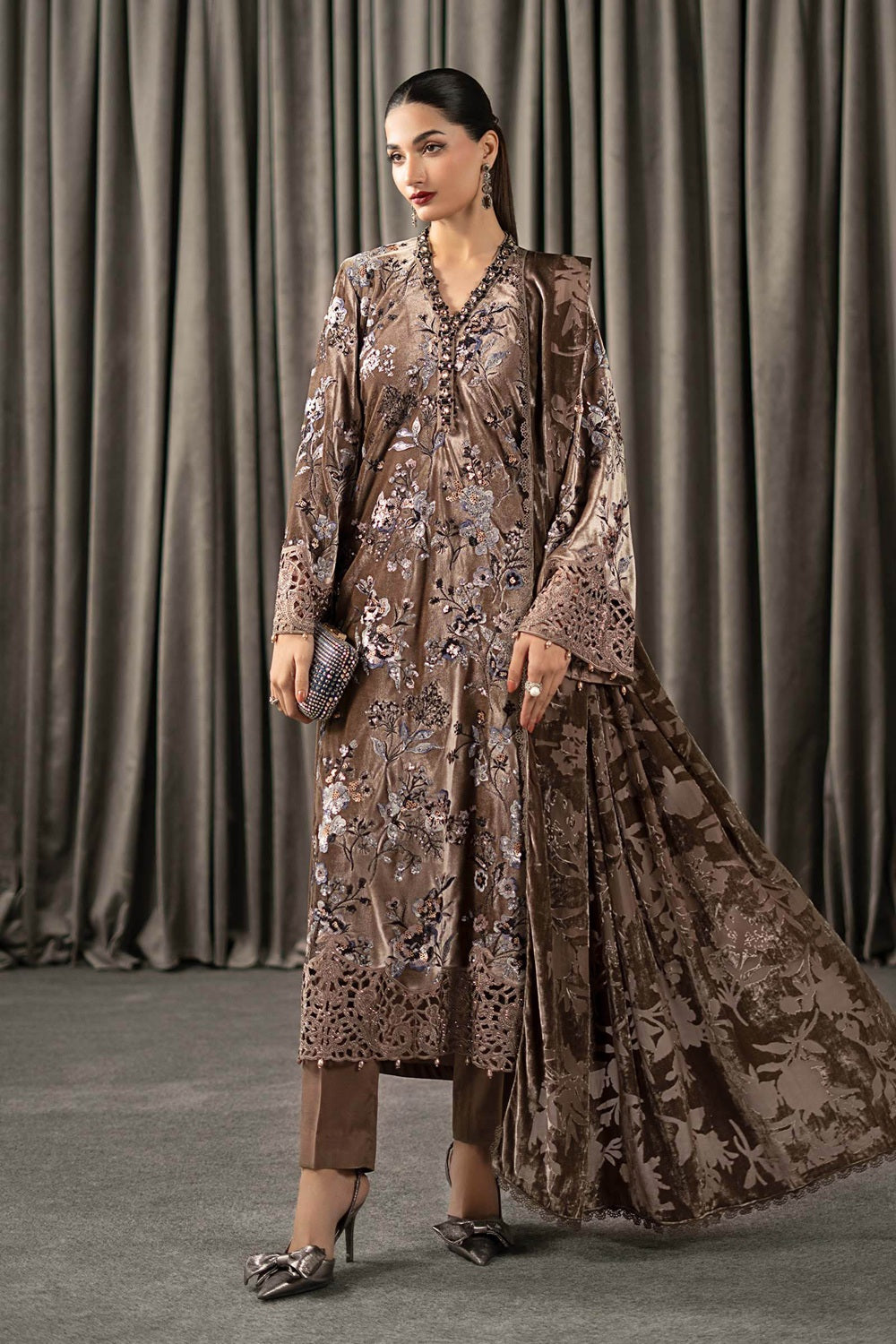Maria.B. Winter LUXE Luxury Embroidered Velvet Suit | WLS-1303 - TC-1809