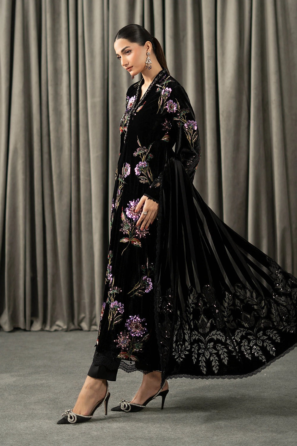 Maria.B. Winter LUXE Luxury Embroidered Velvet Suit | WLS-1306 - TC-1647