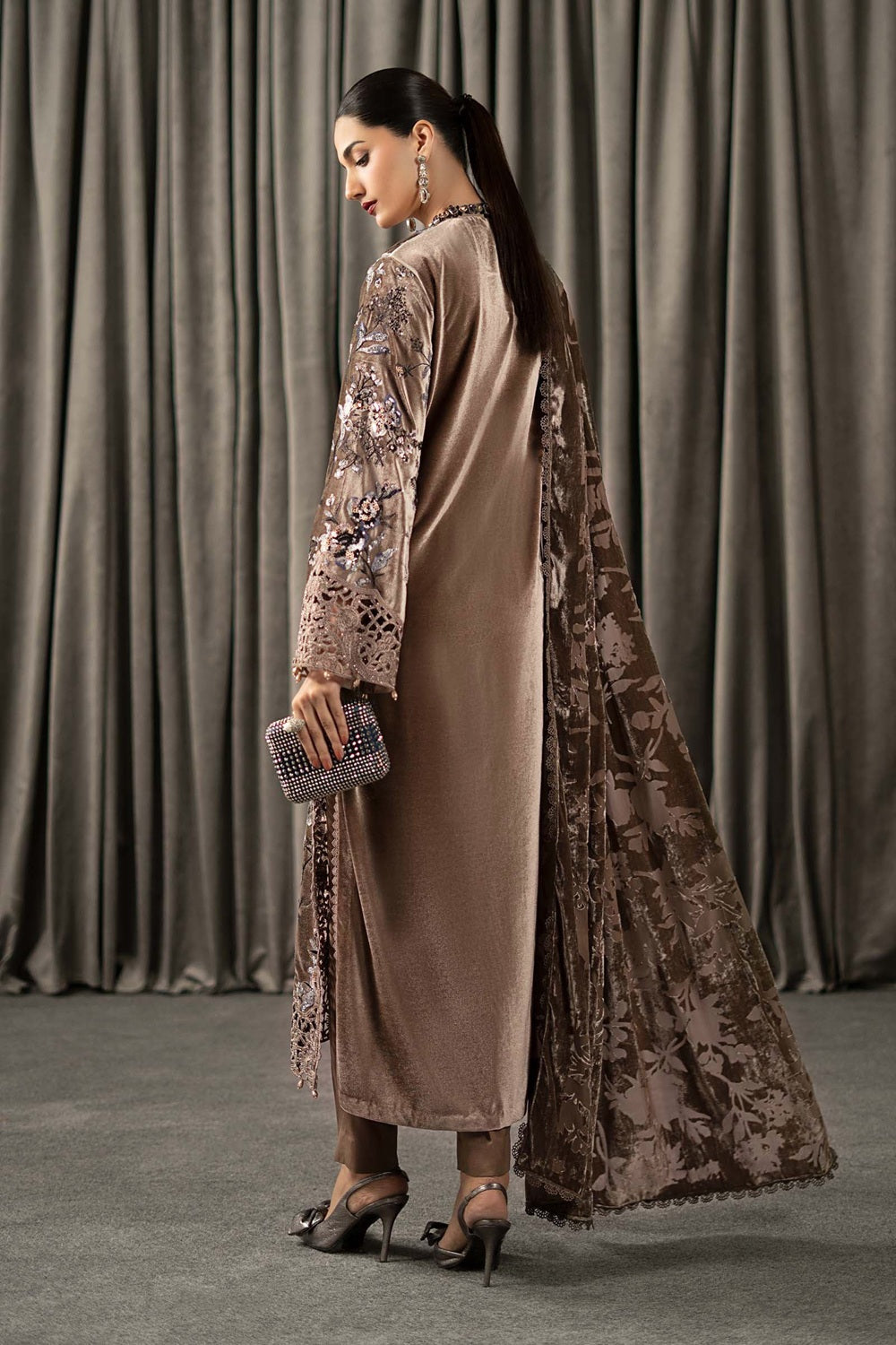 Maria.B. Winter LUXE Luxury Embroidered Velvet Suit | WLS-1303 - TC-1809