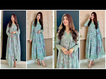 Iznik Lawn'24 - IDL-06 BADAR - Floral Print Aqua - TC-553
