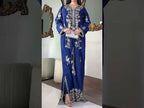 ETHNC Luxury Floral Hand Embellished Kaftan – Pure Viscose Raw Silk | Ready to Wear - TC-1783