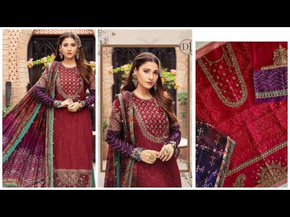 Sateen By Maria B Luxury Lawn Collection'23 - CSS-401 Red - TC-638